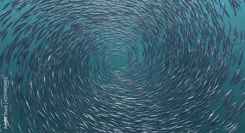 School of sardines swirling in ocean