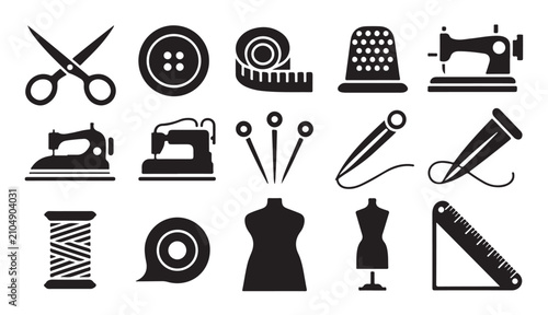 Obraz na płótnie Sewing and tailoring icons set