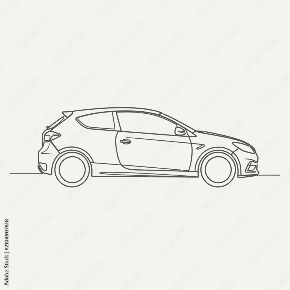 Fototapeta premium Minimalist contour drawing of a sports car