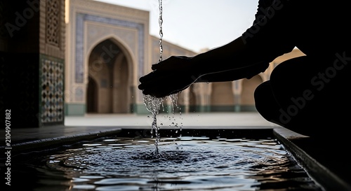 Muslim ablution before prayer in mosque