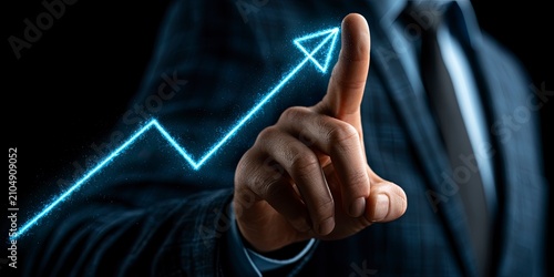 Business Growth Forward Trend with Neon Arrow.