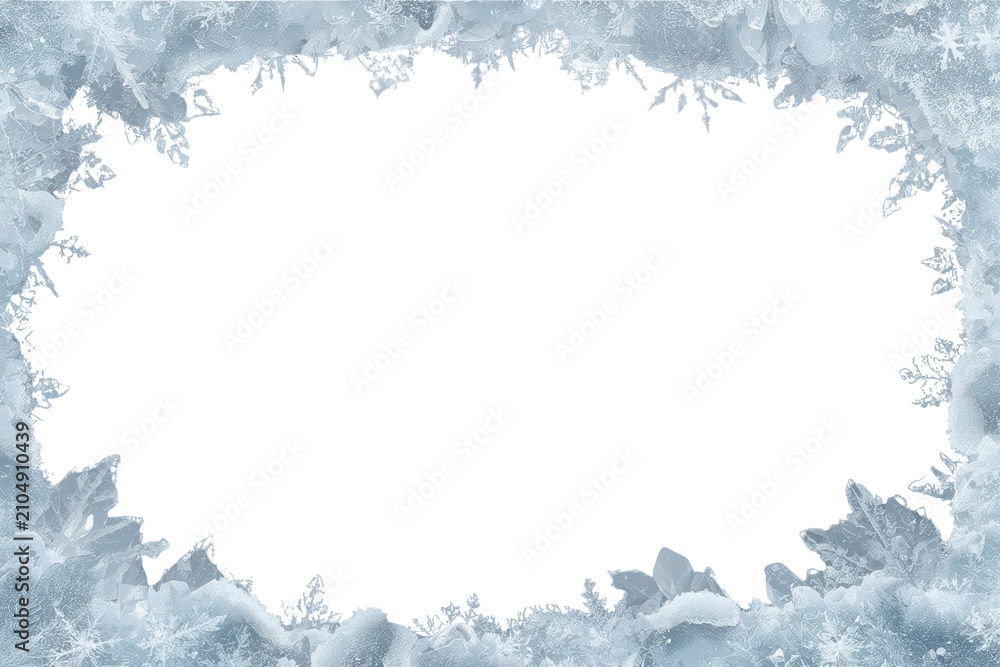 Obraz premium Frozen ice crystals forming an irregular winter border, creating a transparent frame for cold season designs