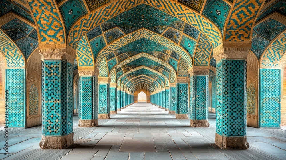 Obraz premium Islamic mosque, ornate, teal & gold