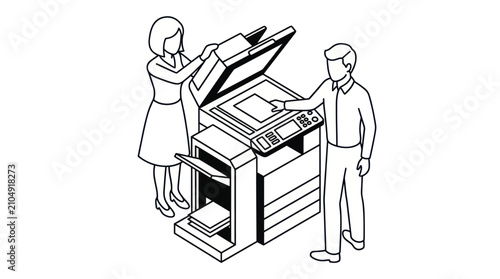Canvastavla Office workers using a multifunction printer and copier.
