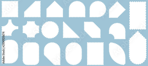 Картината върху платно Cute white cloud frames set, geometric arch and oval shapes with scallop edges