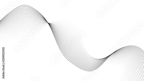 Minimal Abstract Wave Line Background with Elegant Flowing Curves on White. Modern Monochrome Line Wave Abstract Background for Luxury Branding Design.