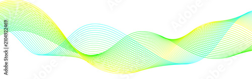 Abstract Cyan Green Wave Line Background with Vibrant Gradient Flow on White. Modern Flowing Gradient Wave Lines with Minimal Geometric Abstract Design.