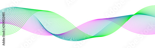 Colorful Abstract Wave Line Background with Gradient Curves on White. Vibrant Flowing Line Wave Abstract Design with Neon Gradient Colors.