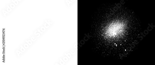 Foto Abstract white spray paint texture on black background, grainy airbrush splatter