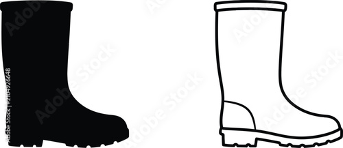 Boots in Black and White Vector Illustration Featuring Graphic, Design, Isolated with Flat