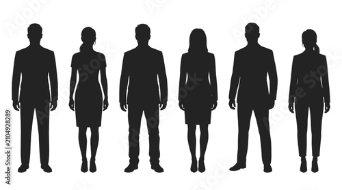 Konstfotografi Silhouettes of six business people standing in a row