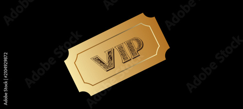 Golden VIP Ticket Vector Illustration – Luxury Admission Pass Template.