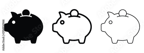 Set of piggy bank icons, vector illustration