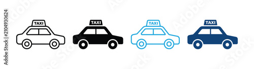 Schilderij op canvas Taxi Icon Set for Cab Service, Urban Transportation and Ride Booking
