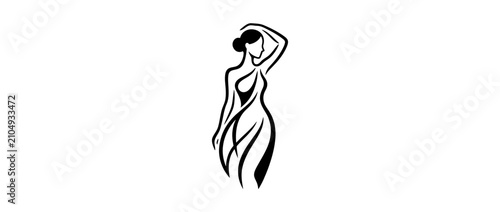 Canvas-taulu Abstract elegant woman silhouette in flowing dress