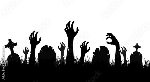 Cuadro en lienzo Chilling flat vector illustration of a spooky haunted forest at night with eerie mist, bare branches, and a crescent moon in a minimalist graphic style for horror-themed digital projects