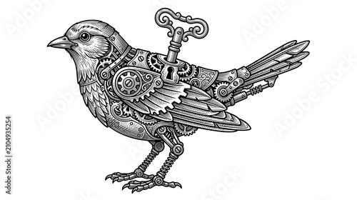 Mechanical Bird with Winding Key