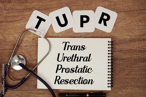 Obraz na płótnie TUPR Trans Urethral Prostatic Resection text written on notepad with stethoscope