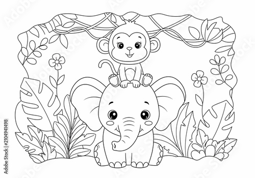 Jungle Jubilee: A Gentle Giant's Perch, A Playful Primate's Peak