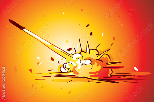 Sketch doodle missile launch in war, illustration vector
