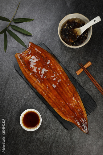 Grilled Japanese Eel Unagi with Teriyaki Glaze Traditional Asian Seafood Cuisine