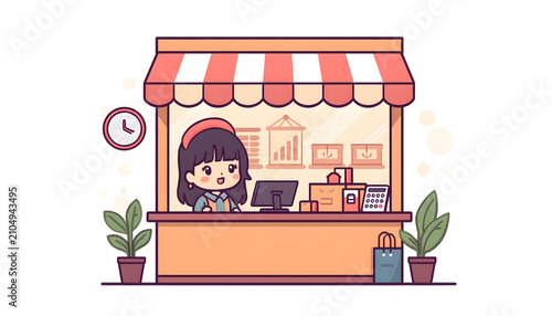 Cute Chibi Small Business Owner and Entrepreneurship Vector