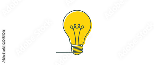 Photos Bright lightbulb symbol with continuous line art style