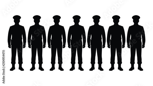 Photos Black silhouettes of police officers standing in a row