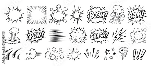Schilderij op canvas Collection of comic book sound effect illustrations.