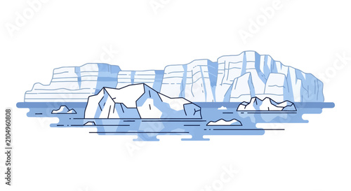 Obraz na plátně Arctic glacier and floating icebergs in blue water