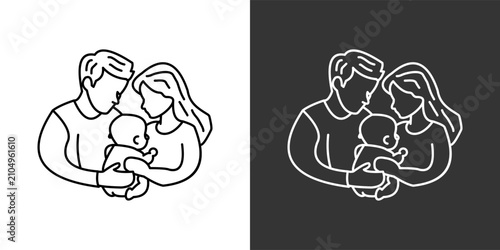 Slika na platnu Parenting Black And White Multiple Style Icon Set Collection Pack Vector Illustr
