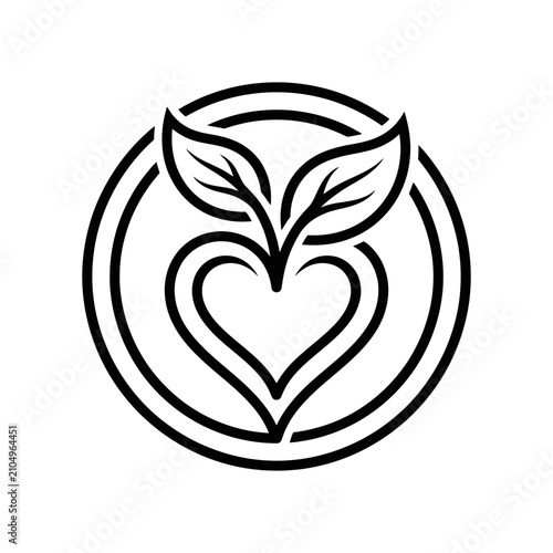 Heart and leaf emblem for natural wellness.