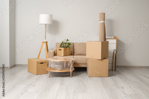 Moving day with cardboard b...