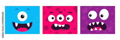 Konstfotografi Monster faces alien avatars square emoticons
