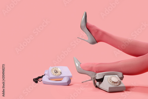 Legs of woman in stylish hi...