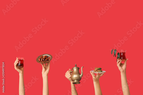 Female hands with Turkish t...