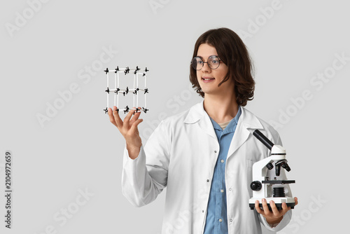 Male inventor with molecula...