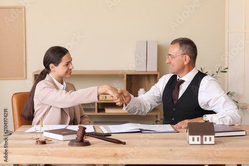 Lawyers shaking hands durin...