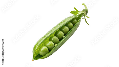 Foto Fresh green organic pea pod split open isolated on transparent background