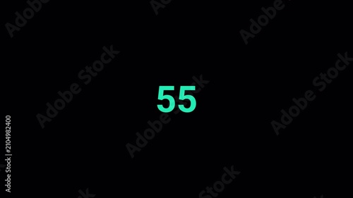 One minute countdown animation on a transparent background.0 to 60 second countdown timer with alpha channel in 4k,














