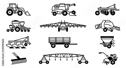 Cuadro en lienzo Agricultural machinery and farming equipment.