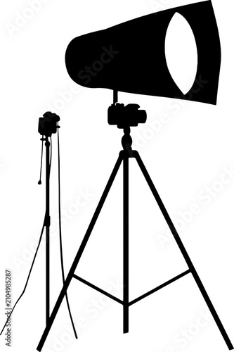 Quadro su tela Camera on Tripod with Studio Light