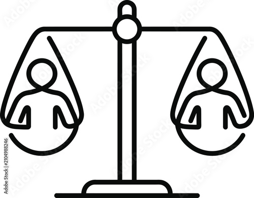 Quadro su tela Equality icon showing two people balanced on scales.