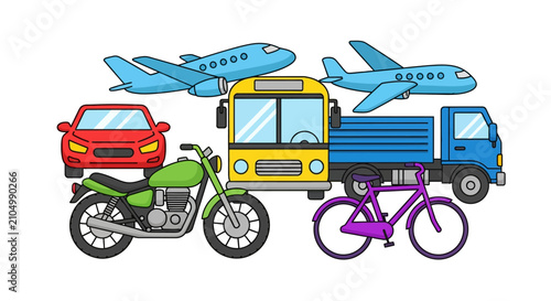 Vehicles Transportation Modes Variety Collection.