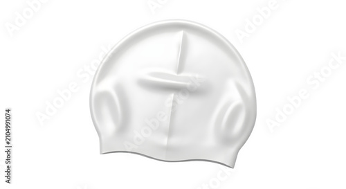 White Silicone Swimming Cap Mockup Isolated on a Transparent Background for Professional Aquatic Sports Gear Design Presentation