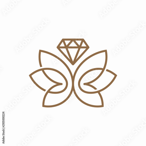 Diamond lotus flower line art logo symbol