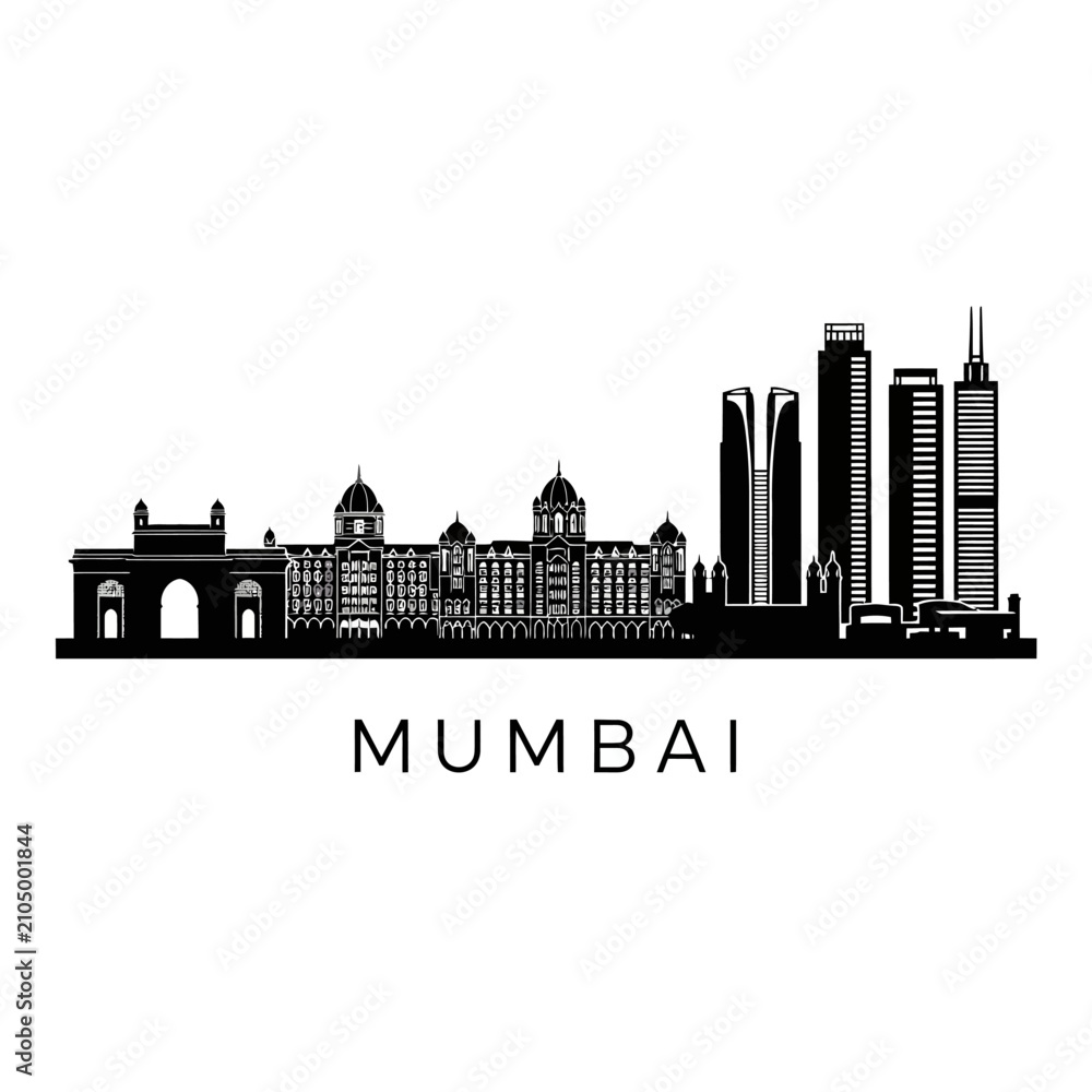 Obraz premium Mumbai Skyline Silhouette: Iconic Cityscape Design
