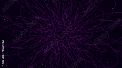 Abstract Digital Grid Pattern Animation with Dynamic Purple Lines and Moving Particles in Futuristic Space Setting