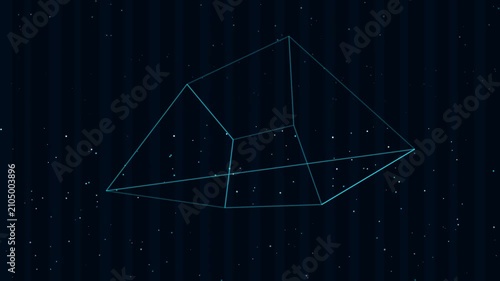 Abstract Digital Data Visualization with Moving Lines and Particles in Futuristic Environment