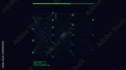 Data Network Visualization Showing Neural Connections in Dark Interface with Green Highlights